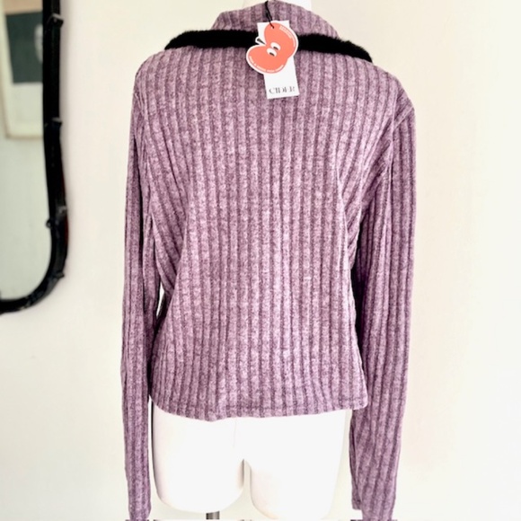 Cider Terry Collar Solid Bowknot Sweatshirt NWT - Picture 4 of 9